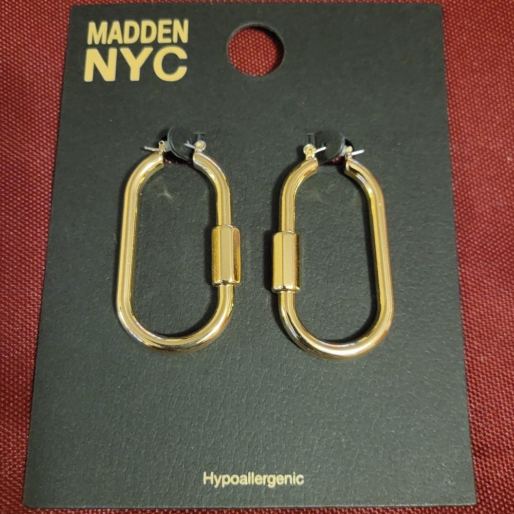 Madden NYC Gold Oval Hoop Earrings